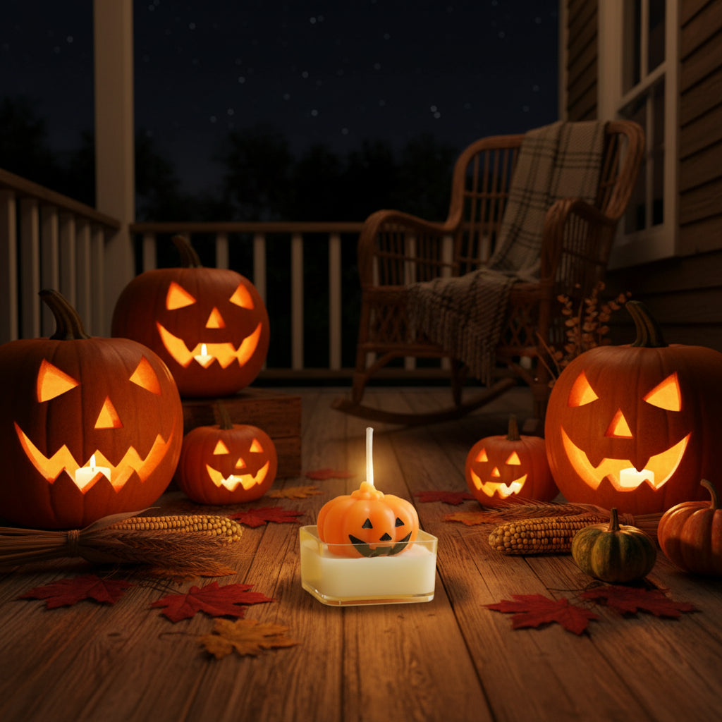 tiny cute pumpkin candle