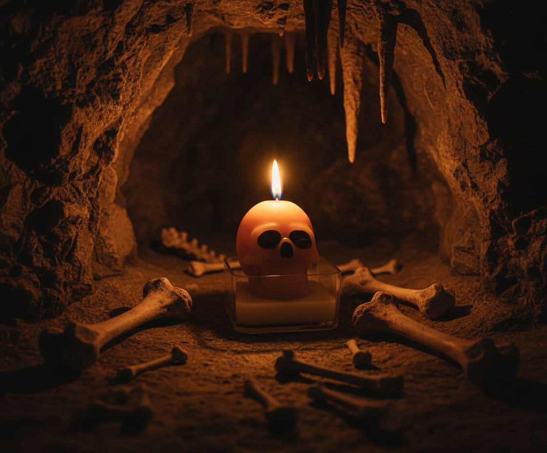 spooky skeleton candle